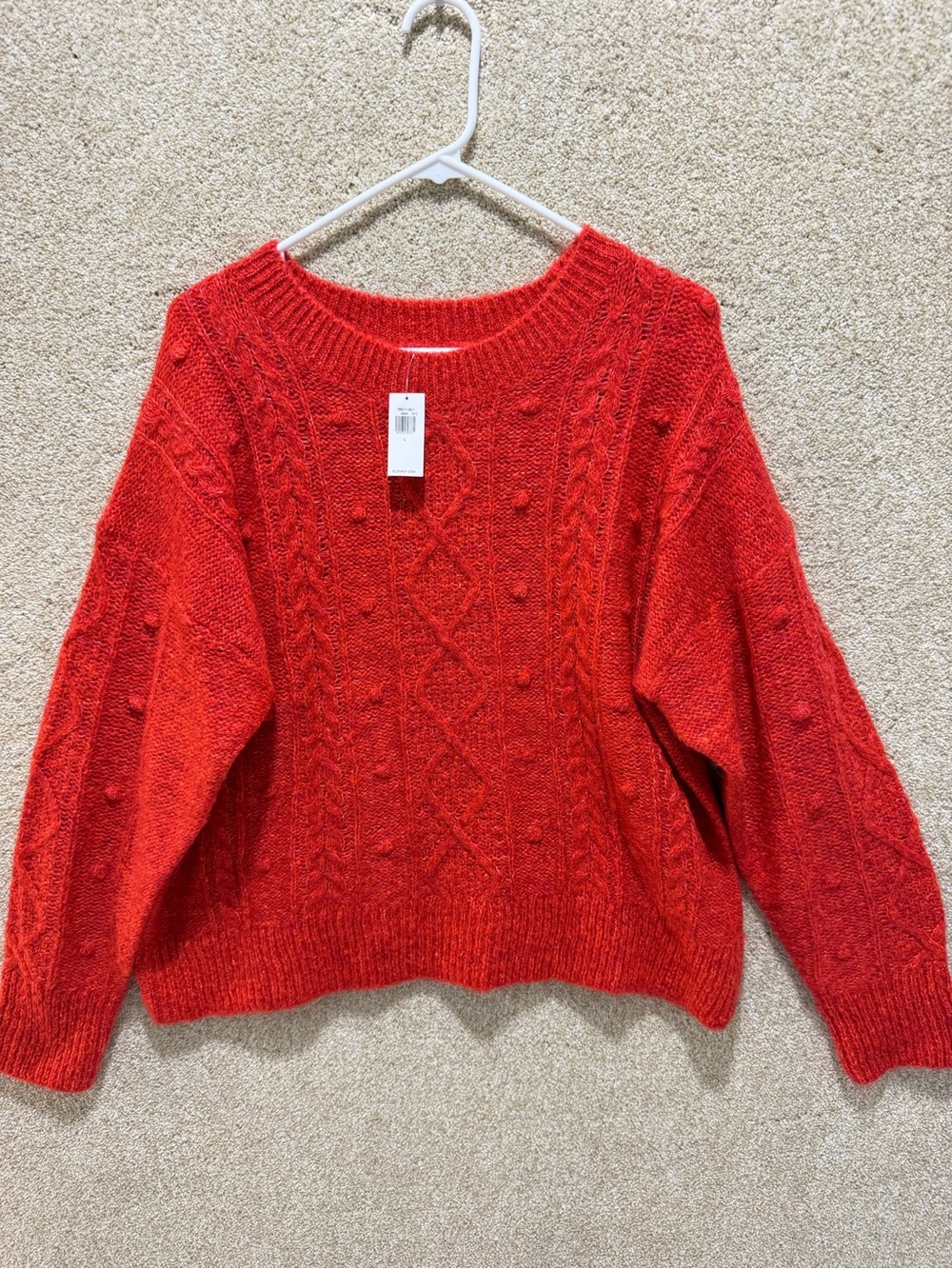 NWT Old Navy sweater red marl winter holiday fisherman grandpa large wool blend